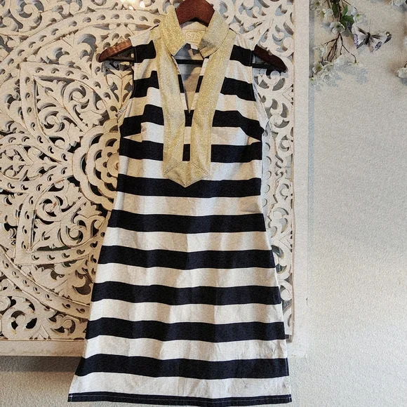 Sail to Sable Navy & White Sheath Mini Dress Sleeveless Nwot Sz XS - Picture 2 of 11